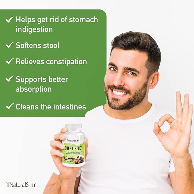 NaturalSlim Constipend - Laxative for Constipation Relief, Colon Regulation, Stool Softener with Olive Extract - 120 Capsules (3 Pack)