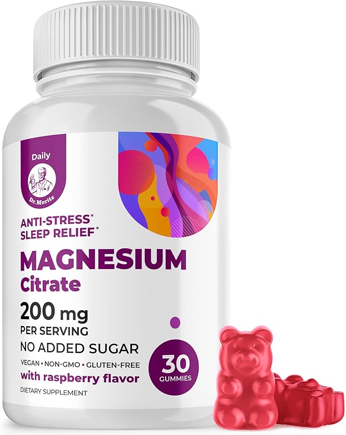 DR. MORITZ Magnesium Gummies Sugar-Free - Calm Magnesium Gummies Supplement for Children, Sugar-Free Magnesium Calm Chews for Kids & Adults (30 Count)