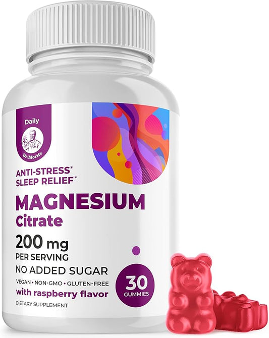 DR. MORITZ Magnesium Gummies Sugar-Free - Calm Magnesium Gummies Supplement for Children, Sugar-Free Magnesium Calm Chews for Kids & Adults (30 Count)