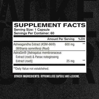 Jacked Factory Ashwagandha Root Extract (KSM-66 Ashwagandha) w/ 5% Withanolides - Supplement for Natural Stress Relief, Cognitive Function, Vitality, and Mood Support - 60 Veggie Capsules