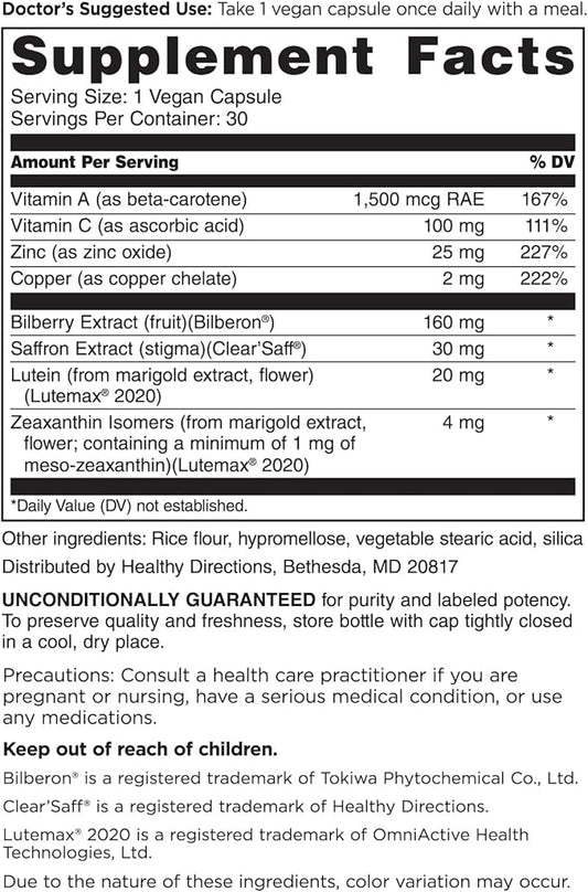 DOCTORS' PREFERRED Clinical-Grade OcuGold with Lutein 30 Vegan