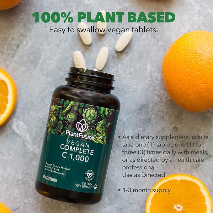 PlantFusion Vegan Vitamin C 1,000 500mg Bioflavonoid 90 Vegan