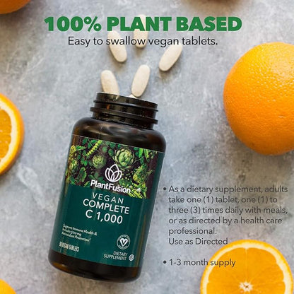 PlantFusion Vegan Vitamin C 1,000 500mg Bioflavonoid 90 Vegan