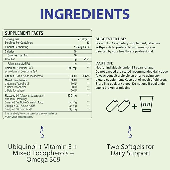 CoQ10 600mg Softgels CoQ10 Ubiquinol 3 6 6 9 9 | 360 Softgels