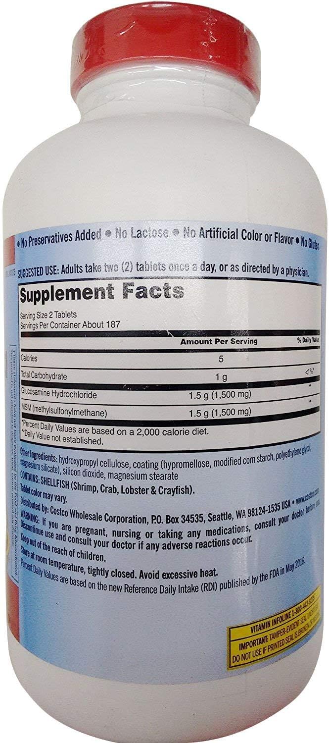 Kirkland Signature Glucosamine HCI (Pack of 2) Extra Strength with MSM,Tablet (375 Count X 2)