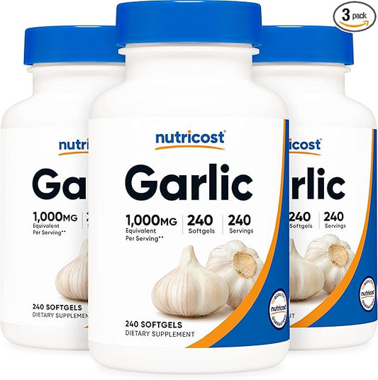 Nutricost Garlic 1000mg, 240 Softgels (3 Bottles)