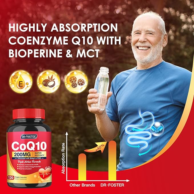 CoQ10 200mg with PQQ & Shilajit Q10 Supplements 120 Veggie