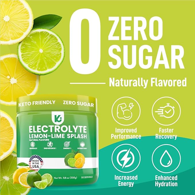 Keppi Keto Electrolytes Powder No Sugar - Zero Carbs - Made in USA - Advanced Hydration, Performance & Recovery - Delicious Lemon Lime Flavor - Mixes Easily No Clumps