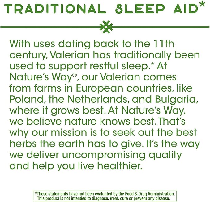 Nature's Way Valerian Root, Traditional Sleep 100 Capsules 2 Pack