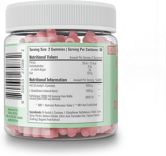 600mg NAC 2000 FU 100mg Nattokinase 400mg Reduced 1000mg 4000 4000 600 600 mg