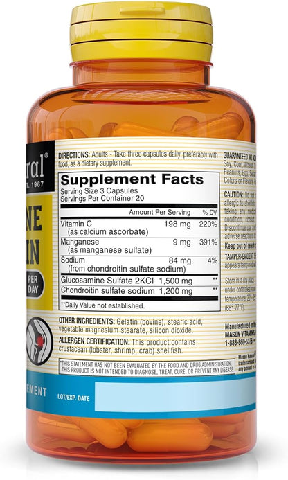 MASON NATURAL Glucosamine Chondroitin 1500/1200 60 Capsules