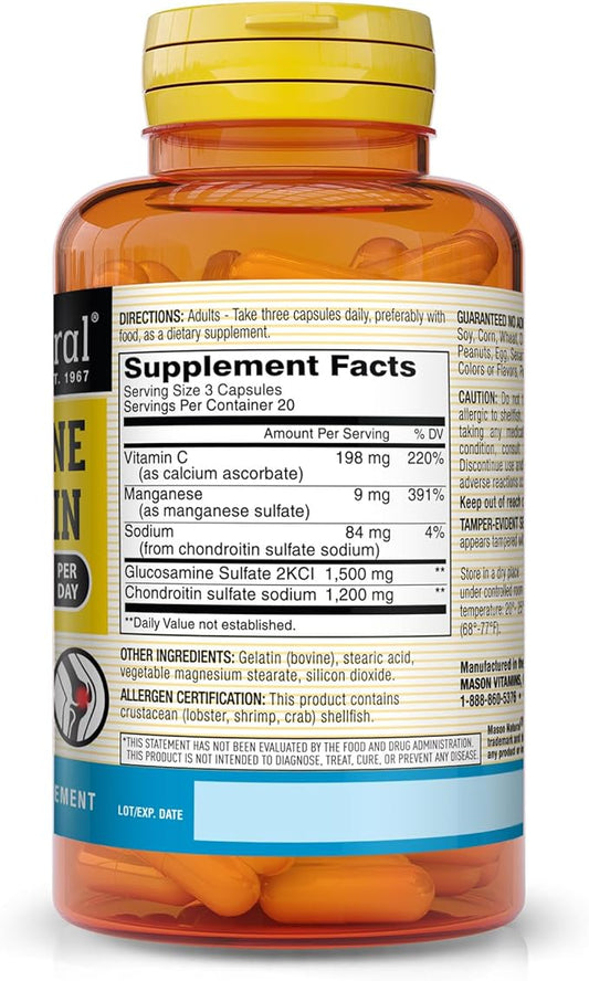 MASON NATURAL Glucosamine Chondroitin 1500/1200 60 Capsules