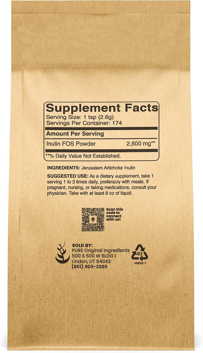 Pure Original Ingredients Inulin FOS Powder (1 lb)