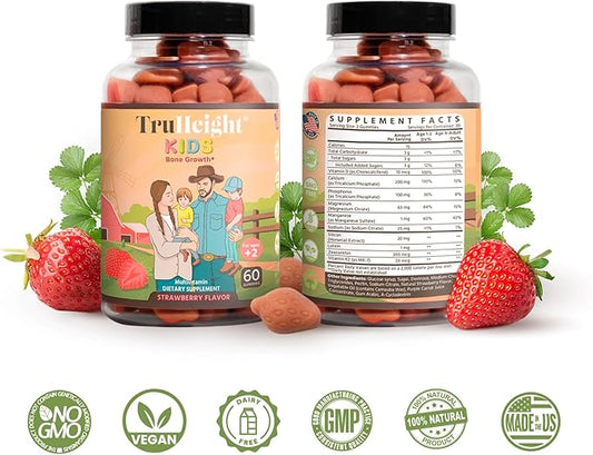 TruHeight Kids Bone Development Gummies (Ages 2+) All K2, Magnesium