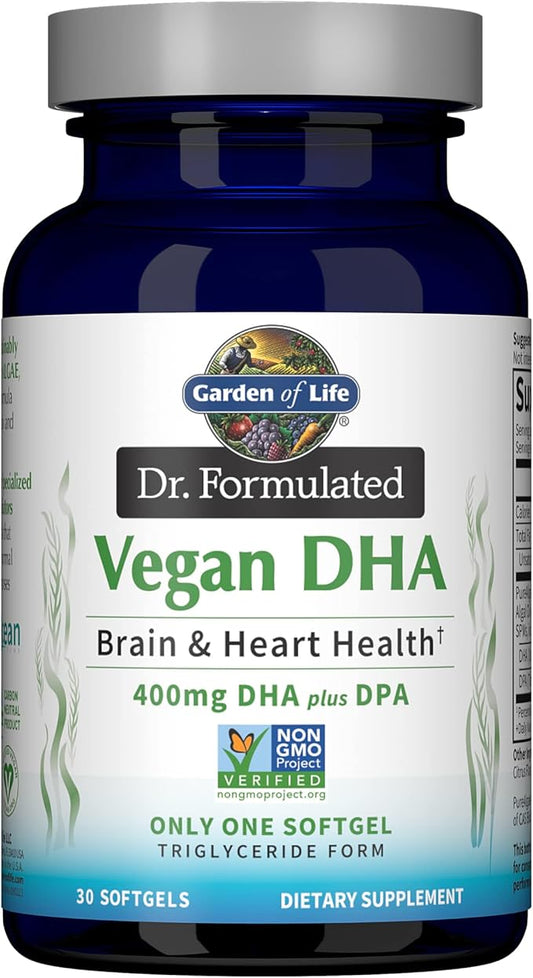 Garden of Life Omega 3 Vegan 400mg DHA 90mg DPA 3 Supplement 30 Softgels