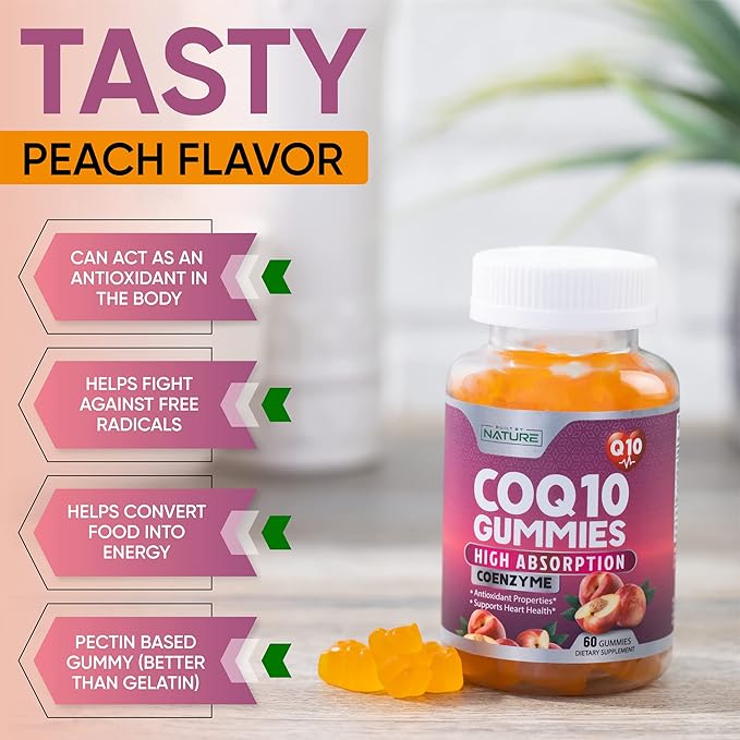 CoQ10 100mg Gummies, High Absorption Coenzyme Q10 Gummy, 60 Count 1 Month