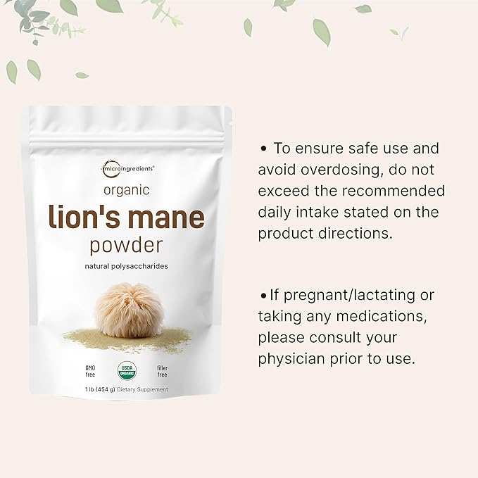 Micro Ingredients Organic Lions Mane Mushroom 16 Ounce
