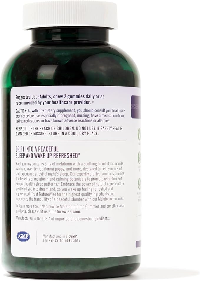 NatureWise Melatonin Gummies 5mg + 180 Gummies[3-Month Gummies[3-Month Supply]