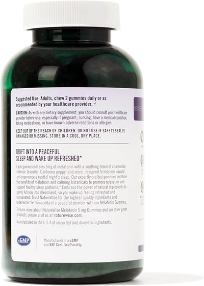 NatureWise Melatonin Gummies 5mg + 180 Gummies[3-Month Gummies[3-Month Supply]