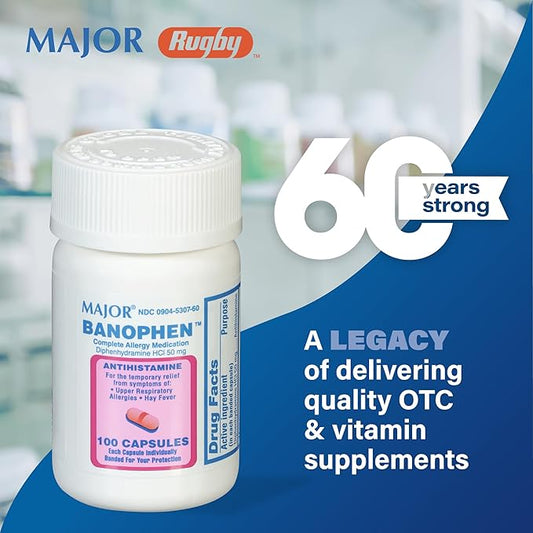MAJOR Banohpen - Complete Allergy Medication 50 mg 100 Capsules