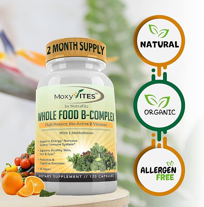 Vitamin B Complex B12 Methylcobalamin, B1, B2, B2, B3, B3, B5, B5, B6, B6, B7, B7, B9 B9 - 120 Capsules