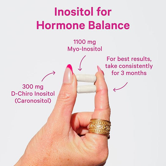 Pink Stork Myo-Inositol & D-Chiro Inositol: 3.6:1 Blend to Support Fertility, Hormone Balance for Women - Ovarian Function, Ovulation, Conception, and Period Support Supplement - 60 Capsules