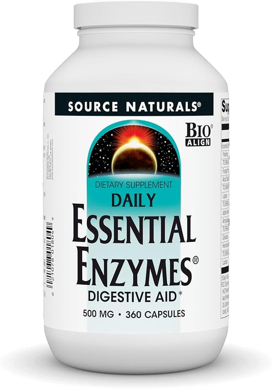 Source Naturals Essential Enzymes 500mg, Bio-Aligned 360 Capsules