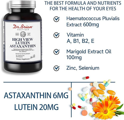 Eye Vitamin Lutein Astaxanthin Capsule–Eye Vitamins 6mg Lutein 20mg Zinc 8.5mg Selenium 40ug and B1, B2, B2, E