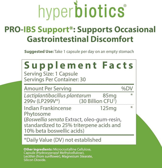 Hyperbiotics IBS Probiotic Support 299V for 30 Count