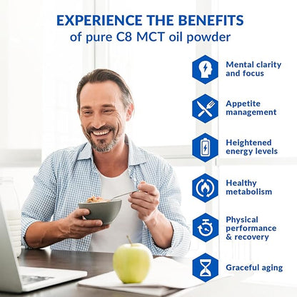 BioTrust Keto Elevate – Pure C8 MCT Oil Powder – Ketogenic Diet Supplement & Paleo Coffee Creamer for Clean Energy, Mental Focus, and Clarity – Non-GMO 100% Caprylic Acid (Hazelnut, 20 Servings)