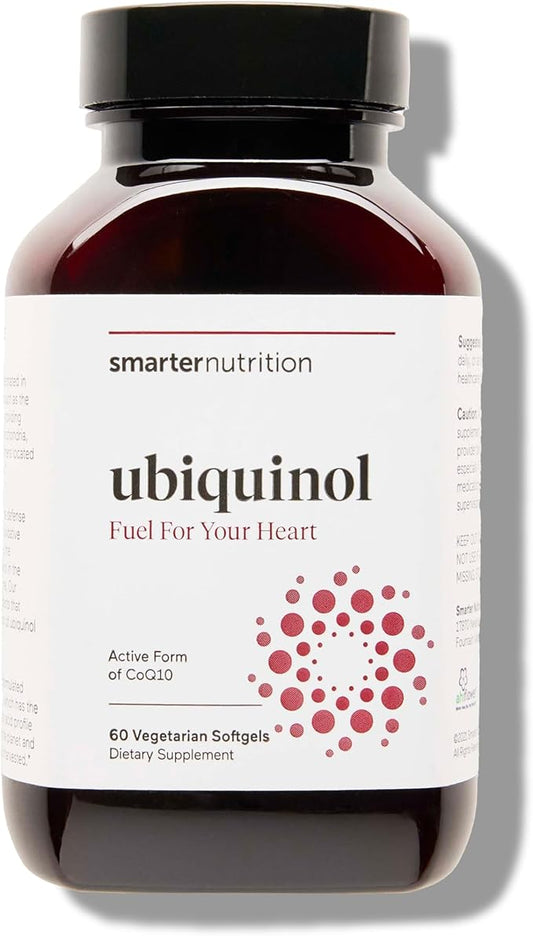 Smarter Nutrition CoQ10 Ubiquinol - Vegetarian CoQ10 for Heart Health Support - Enhanced Absorption with Omega 3 Ahiflower Oil - Soy Free, Non-GMO, Vegetarian Softgels - 1 Pack, 30 Servings