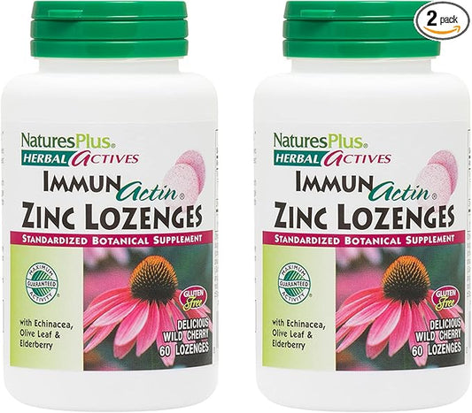 Natures Plus Herbal Actives ImmunActin 60 Zinc 2 - 120 Total