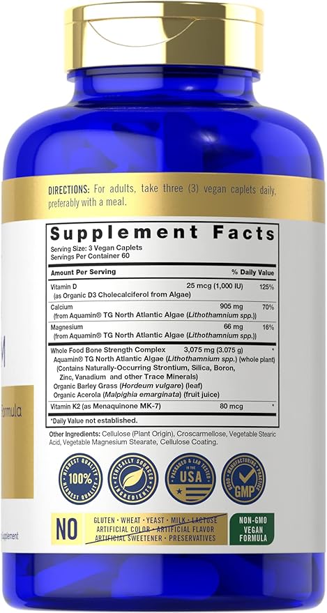 Carlyle Plant Based Calcium with Vitamin K2, D3, D3, Magnesium 180 Vegan