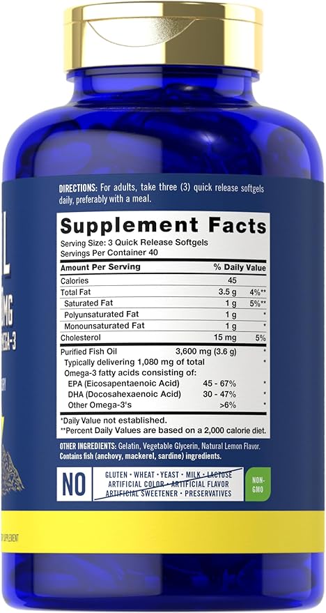 Carlyle Fish Oil 3600mg 1080mg Omega 3 | 120 Count