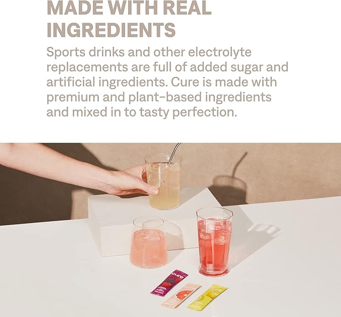Cure Hydration | Plant-Based Electrolyte Drink Mix | No Added Sugar | FSA & HSA | Dehydration Relief Powder Made with Coconut Water | Non-GMO | Vegan | 28 Servings - Variety Pack