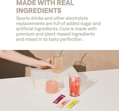 Cure Hydration | Plant-Based Electrolyte Drink Mix | No Added Sugar | FSA & HSA | Dehydration Relief Powder Made with Coconut Water | Non-GMO | Vegan | 28 Servings - Variety Pack