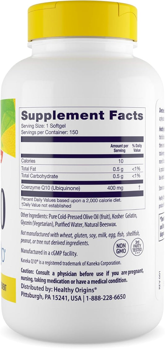 Healthy Origins CoQ10 (Kaneka Q10), 400 mg 150 Softgels