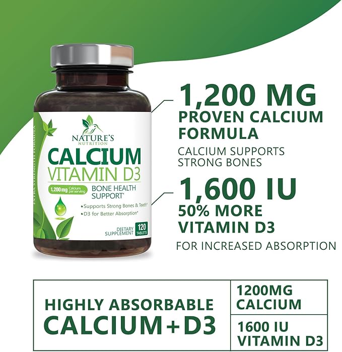 Calcium 1200 mg Plus Vitamin D3, 120 Tablets