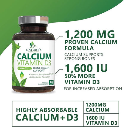 Calcium 1200 mg Plus Vitamin D3, 120 Tablets