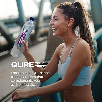 QURE Water, Premium 10 pH Ionized Alkaline Bottled Water, Silky Smooth Taste Infused with Electrolytes, 33.8 Fl Oz (Pack of 12)