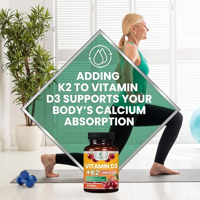 Vitamin D3 K2 as MK-7 2000iu of D3 & 75mcg K2, K2, Vitamin K2 D3 D3 Bone 60 Chewable