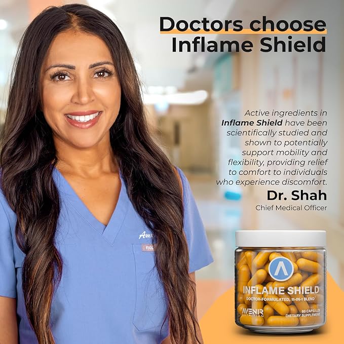 Inflame Shield | Turmeric Supplement for Inflammation Support with Ginger, Bioperine, & Bromelain | Joint Support | 180 Capsules for Men and Women