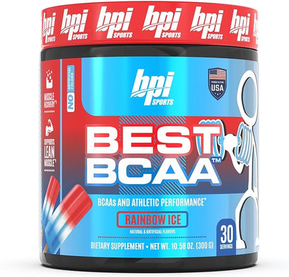 BPI Sports Best BCAA - The Building Blocks of Protein and Muscle - Post-Workout Recovery - Weight Loss Support - Rainbow Ice, 30 Servings, 300 g