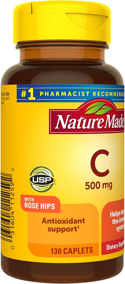 Nature Made Vitamin C 500 mg 130 Caplets, 130 Day