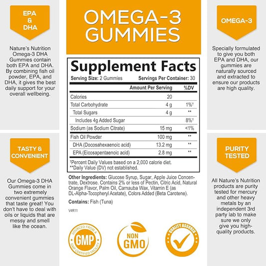Omega 3 Fish Oil Gummies, Heart 3 Gummy 3 Fish 60 Gummies
