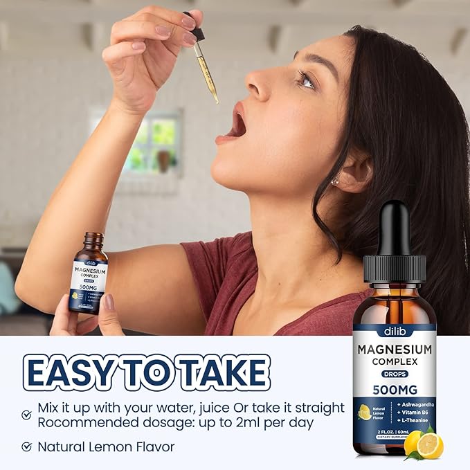 Triple Magnesium Complex Supplement-Liquid Magnesium Glycinate, 500mg with B6 for