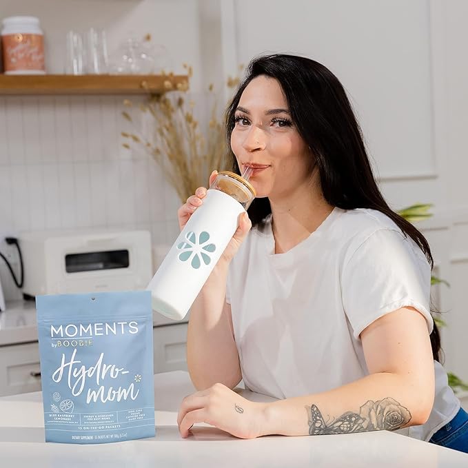 Boobie Hydromom Superfood Electrolyte Drink Mix, Blue Raspberry Lemonade | Refreshing Energy & Hydration Boost for Mamas | On-The-Go & Travel Essentials for Pregnancy, Lactation, & Beyond, 10 Packets