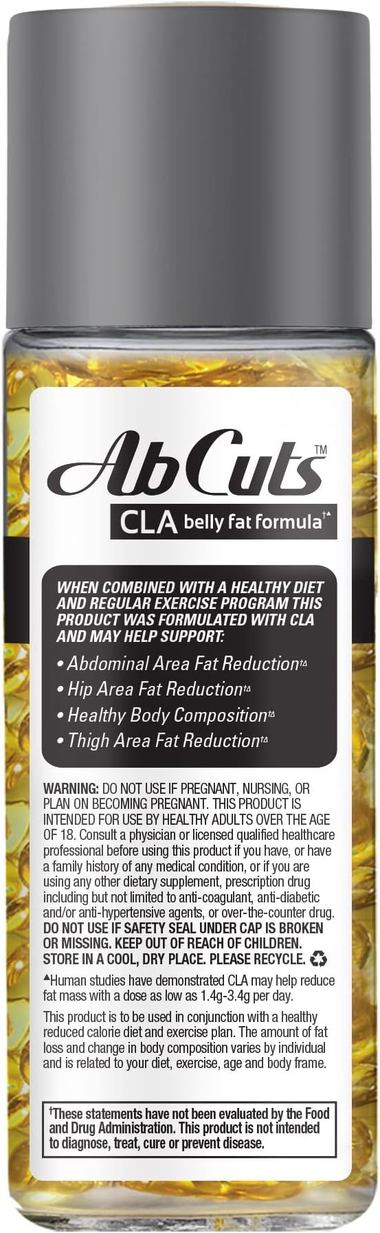 CLA Belly Fat Formula 120 Easy-to-Swallow 3 Fish