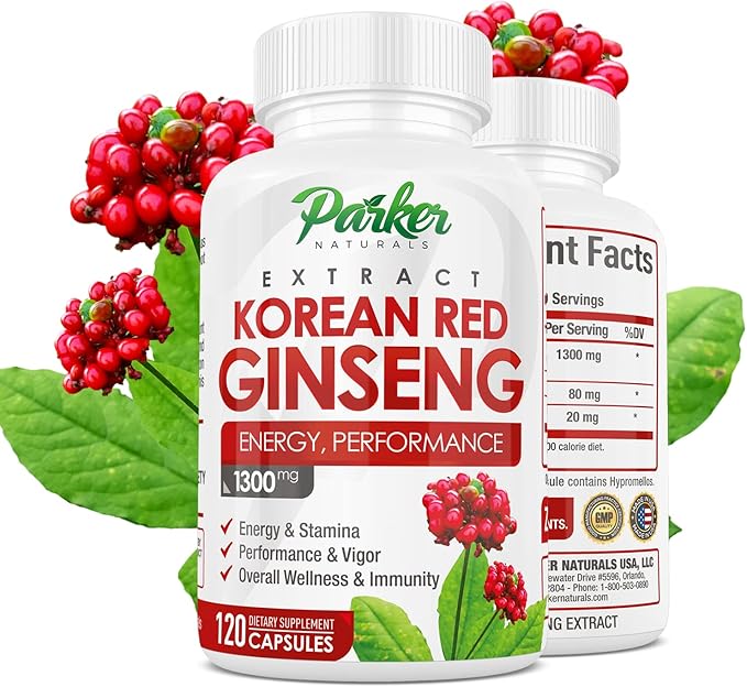 Korean Red Panax Ginseng Extract 1300MG 20% Ginsenosides. 120 Caps.