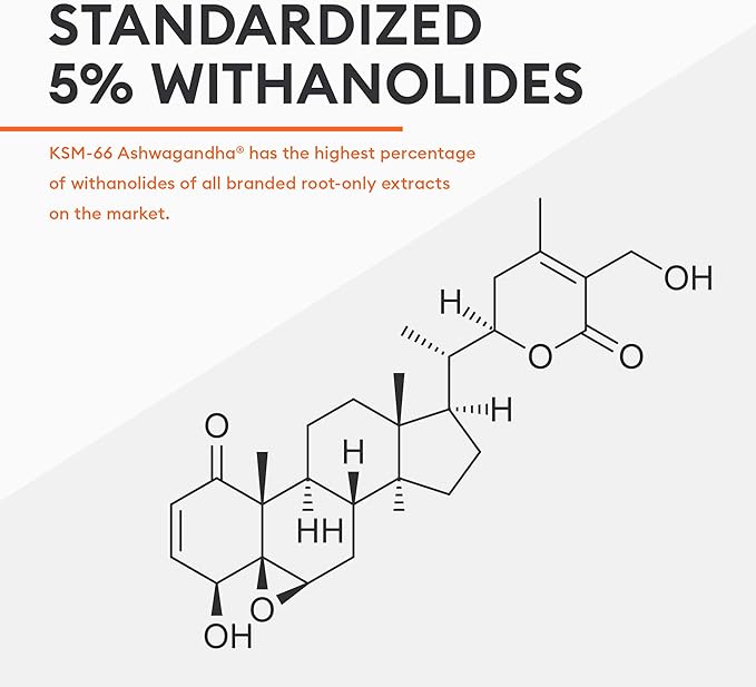 KSM-66 Ashwagandha Root Powder Extract 1,000 MG KSM66 & 5% Withanolides 60 Vegan